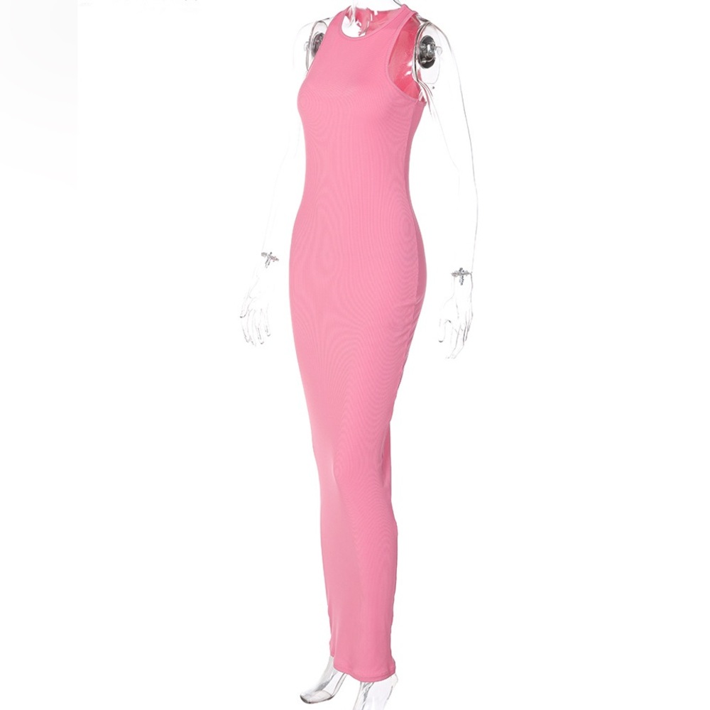 Pink Sleeveless Maxi Dress